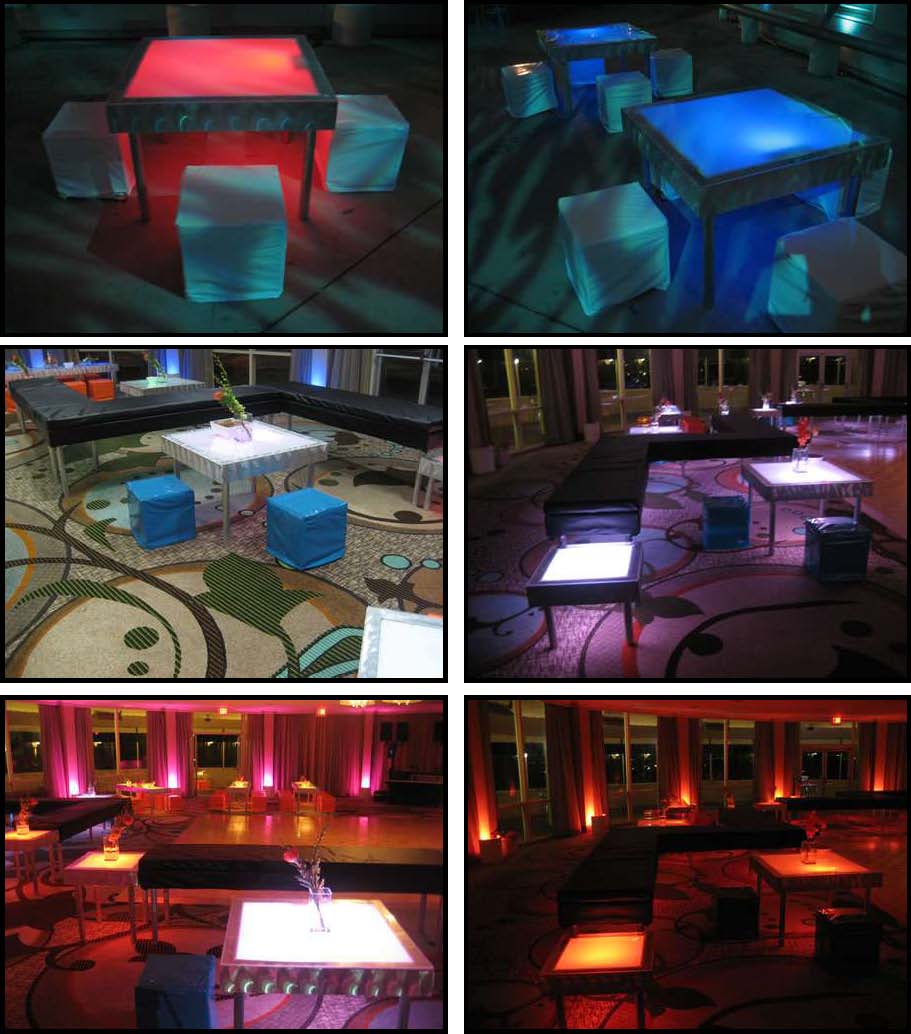 illuminated tables 3 feet x 3 feet