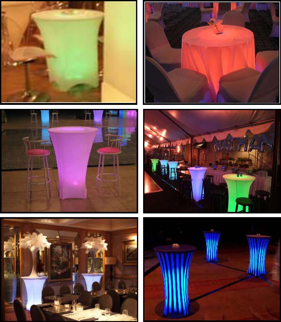 illuminated led tables - sitdowns and standups