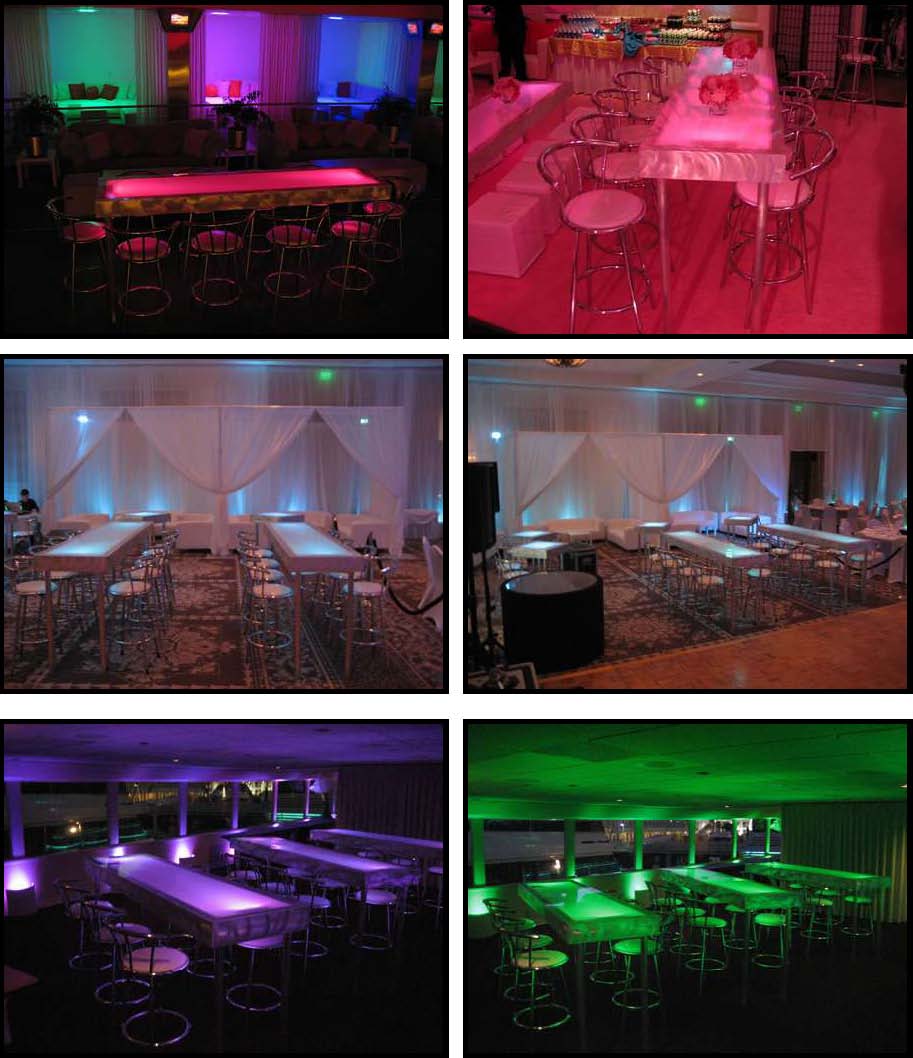 ILLUMINATED LED tables 2 ft. x 8 ft.– Bar Height